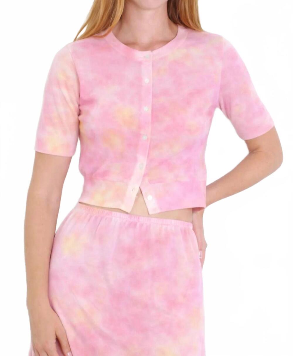 NEW LOVE TANJANE city crew short sleeve cardigan in cotton candy